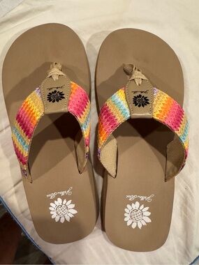 Yellow box sandals, size 8, like new worn once